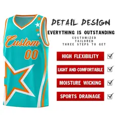 Aqua Shoulder Stars Graffiti Basketball Jersey 2