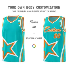 Aqua Shoulder Stars Graffiti Basketball Jersey 3