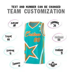 Aqua Shoulder Stars Graffiti Basketball Jersey 4