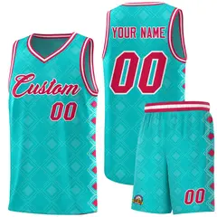 Aqua Side Blocks Sports Uniform Basketball Jersey