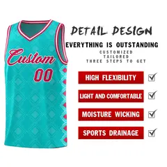 Aqua Side Blocks Sports Uniform Basketball Jersey 2