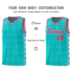 Aqua Side Blocks Sports Uniform Basketball Jersey 3