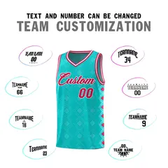 Aqua Side Blocks Sports Uniform Basketball Jersey 4