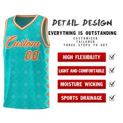 Aqua Side Blocks Sports Uniform Basketball Jersey 2