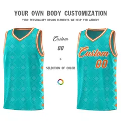 Aqua Side Blocks Sports Uniform Basketball Jersey 3
