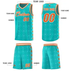 Aqua Side Blocks Sports Uniform Basketball Jersey 5