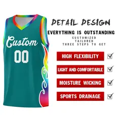Aqua Side Flame Basketball Jersey for Teams 2