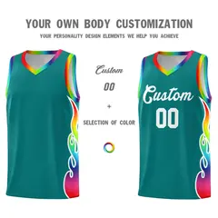 Aqua Side Flame Basketball Jersey for Teams 3