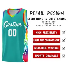 Aqua Side Flame Basketball Jersey for Teams 2