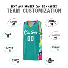 Aqua Side Flame Basketball Jersey for Teams 4