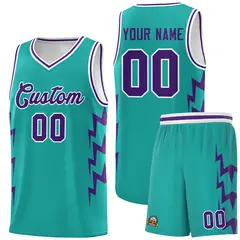 Aqua Side Lightning Graffiti Basketball Uniform Jersey 1