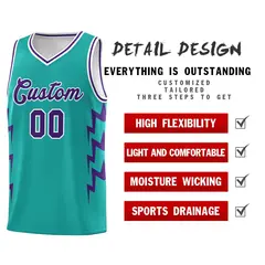 Aqua Side Lightning Graffiti Basketball Uniform Jersey 2