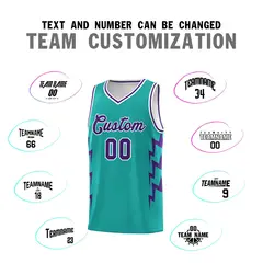 Aqua Side Lightning Graffiti Basketball Uniform Jersey 4