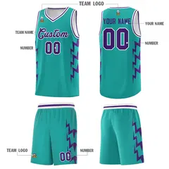 Aqua Side Lightning Graffiti Basketball Uniform Jersey 5