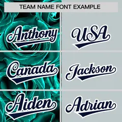 Aqua Silver Rose Print Split Baseball Jersey 3