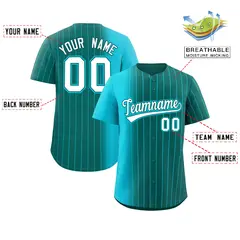 Aqua Sky Blue Pinstripe Gradient Baseball Jersey 2