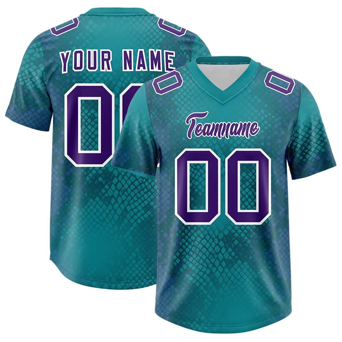 Aqua Snakeskin Graffiti Pattern Authentic Football Jersey