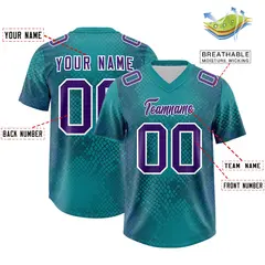 Aqua Snakeskin Graffiti Pattern Authentic Football Jersey 2