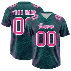 Aqua Snakeskin Graffiti Pattern Authentic Football Jersey 1