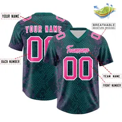 Aqua Snakeskin Graffiti Pattern Authentic Football Jersey 2