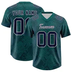 Aqua Snakeskin Graffiti Pattern Authentic Football Jersey 1