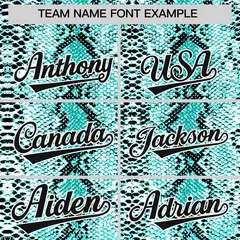Aqua Snakeskin Pattern Sleeveless Baseball Jersey 3