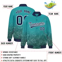 Aqua Sparkle-Effect Varsity Full-Snap Letterman Baseball Jacket 2