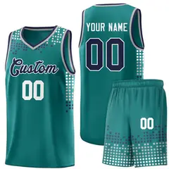 Aqua Square Grid Graffiti Basketball Jersey