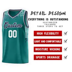 Aqua Square Grid Graffiti Basketball Jersey 4