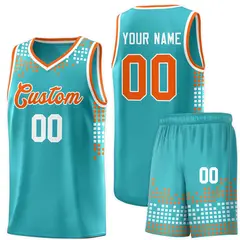 Aqua Square Grid Graffiti Basketball Jersey