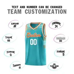 Aqua Square Grid Graffiti Basketball Jersey 3