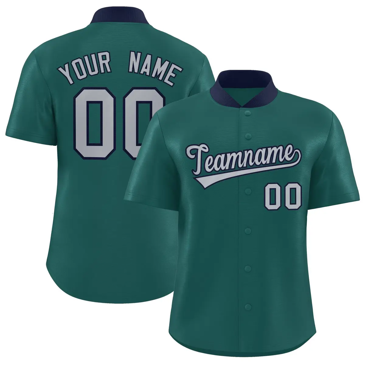 Aqua Stand Collar Classic Baseball Jersey