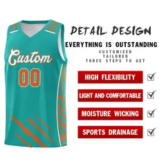 Aqua Tiger Claw Pattern Sports Uniform Basketball Jersey 2