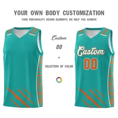 Aqua Tiger Claw Pattern Sports Uniform Basketball Jersey 3