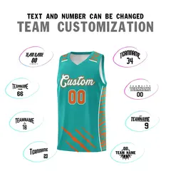 Aqua Tiger Claw Pattern Sports Uniform Basketball Jersey 4