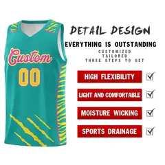 Aqua Tiger Claw Pattern Sports Uniform Basketball Jersey 2