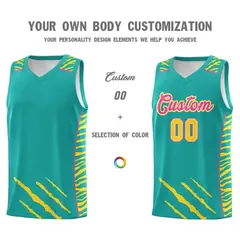 Aqua Tiger Claw Pattern Sports Uniform Basketball Jersey 3