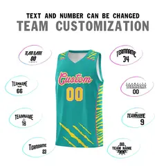 Aqua Tiger Claw Pattern Sports Uniform Basketball Jersey 4