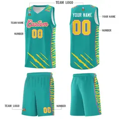 Aqua Tiger Claw Pattern Sports Uniform Basketball Jersey 5