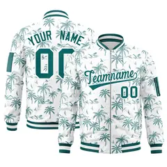 Aqua Varsity Letterman Bomber Jacket Hawaii Full-Zip