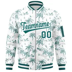Aqua Varsity Letterman Bomber Jacket Hawaii Full-Zip 3