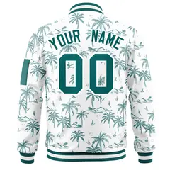 Aqua Varsity Letterman Bomber Jacket Hawaii Full-Zip 4