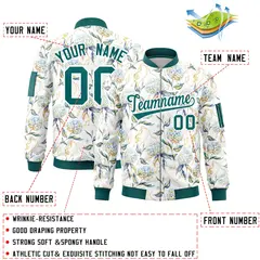 Aqua Varsity Letterman Bomber Jacket Hawaii Full-Zip 2