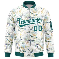 Aqua Varsity Letterman Bomber Jacket Hawaii Full-Zip 3