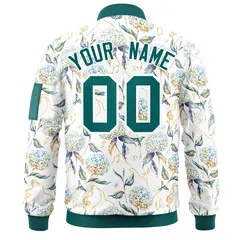 Aqua Varsity Letterman Bomber Jacket Hawaii Full-Zip 4