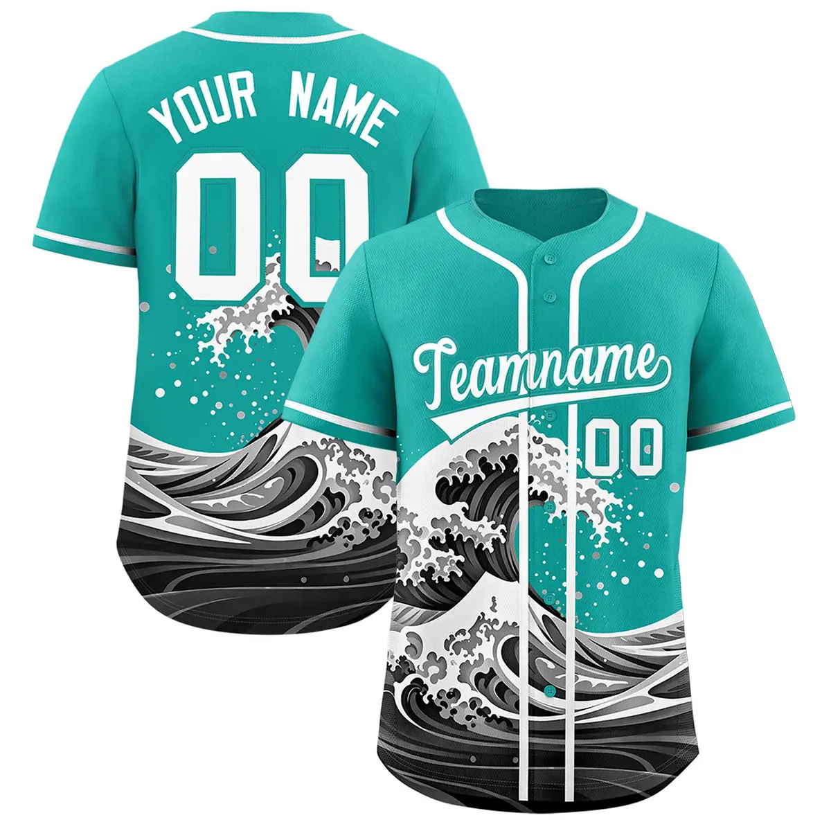 Aqua Wave Graffiti Baseball Jersey