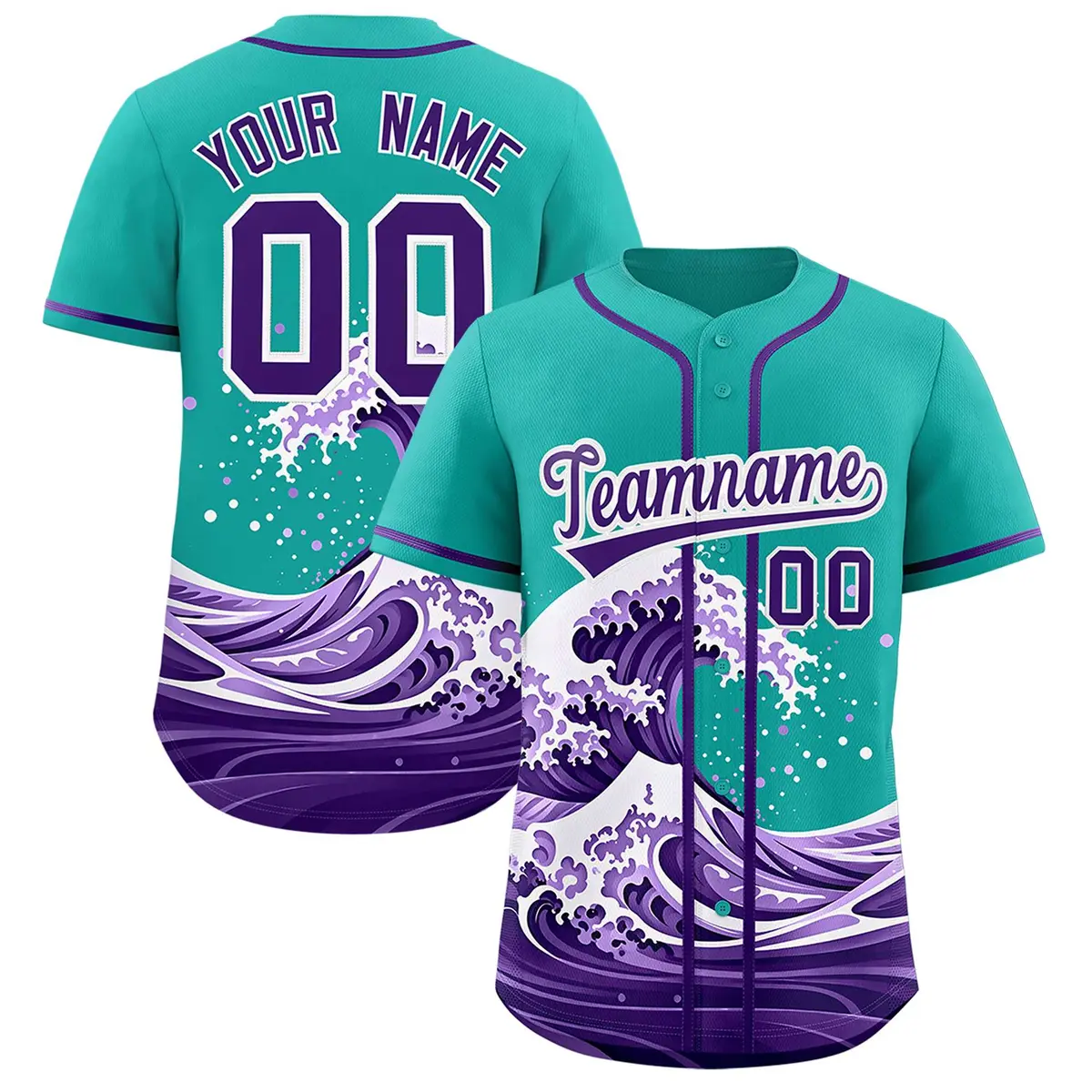 Aqua Wave Graffiti Baseball Jersey