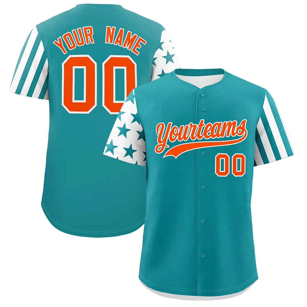 Aqua White American Flag Raglan Baseball Jersey