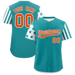 Aqua White American Flag Raglan Baseball Jersey