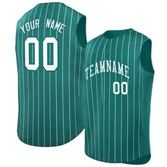 Aqua White-Aqua Striped Sleeveless Fashion Baseball Jersey 1